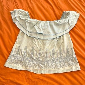 Off the shoulder Ruffle embroidered top - size 18